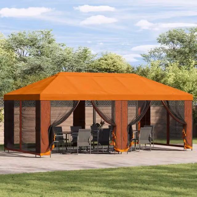 Gazebo da giardino con pareti laterali 6 x 3 m Arancione 3376027