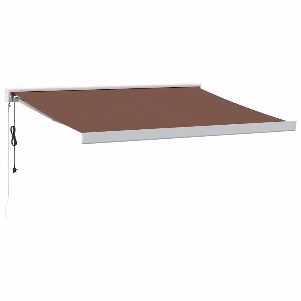 Tenda da Sole Retrattile Automatica con Motore vidaxl, Colore Marrone e Bianco, L: 350 cm, P: 250 cm – 2