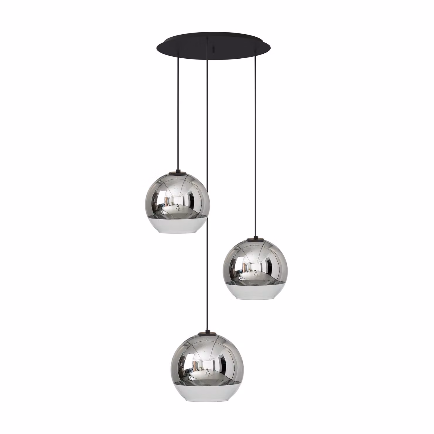 Lampadario GLOBE nero-cromato 3xE27x60W vetro, dimensioni: 120x50x50 cm, IP20, Nowodvorski Lighting