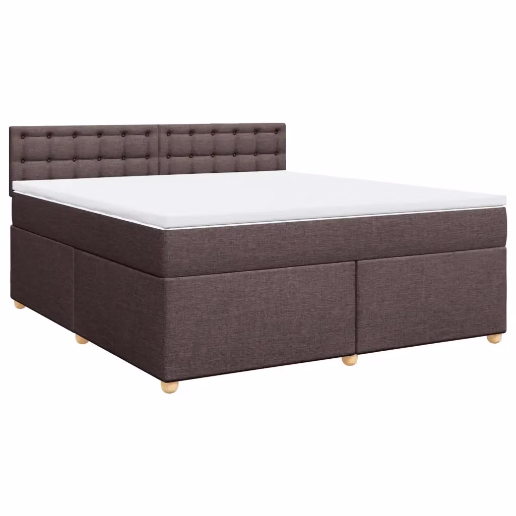 Letto Ibrido vidaXL con Giroletto a Molle e Materasso in Tessuto Marrone e Bianco L/P: 180 x 200 cm – 2