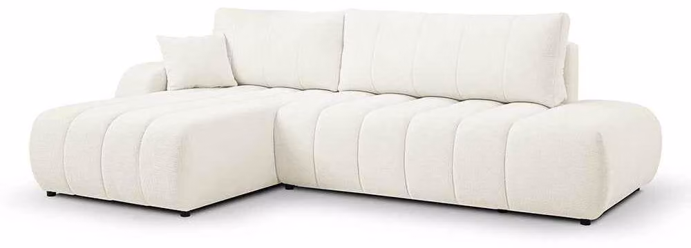 Divano angolare con funzione letto, modello Baloa, lato sinistro, colore avorio