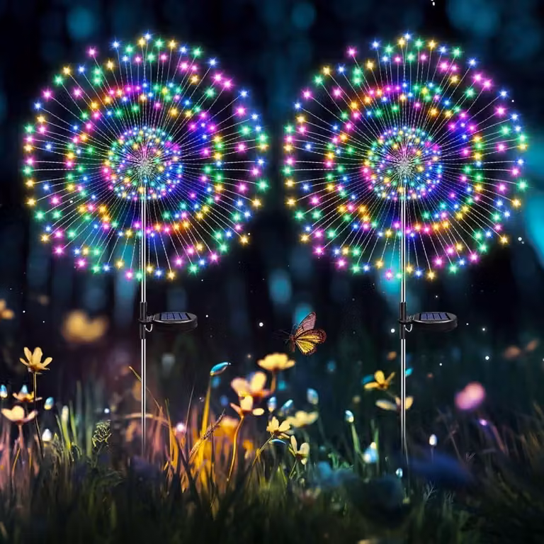 HELESIN, 2 luci solari per decorazioni da giardino, per uso esterno, confezione da 2, con 2 modalità di illuminazione. Ideali per decorare il giardino, resistenti alle intemperie, con 120 LED. Lampade solari per esterni, perfette per vialetti, cortili e d