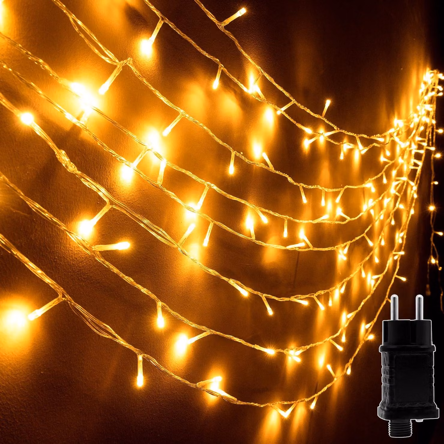 Catena luminosa da esterno, luce bianco caldo, 100 LED, grado di protezione IP44 (resistente all'acqua), ideale per feste, celebrazioni, matrimoni, decorazioni natalizie, sia per interni che per esterni – lunghezza: 100 LED