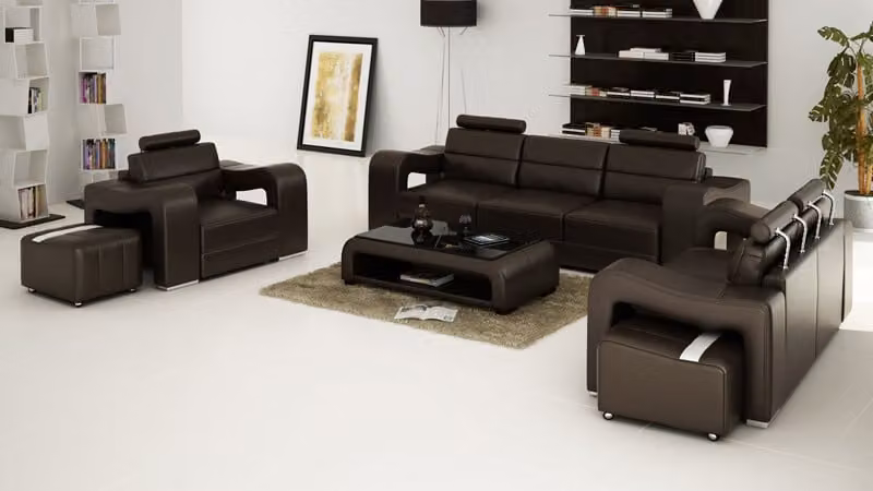 Ledersofa Couch Wohnlandschaft 3+2+1 Sitzer Garnitur Design Modern Sofa USB