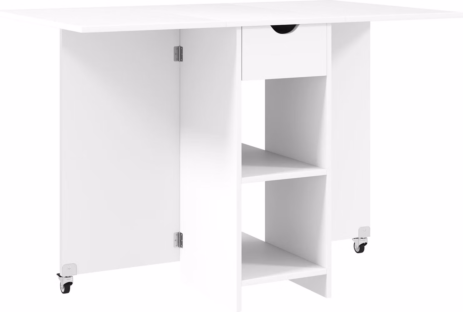 Tavolo da pranzo pieghevole Tavolo da cucina mobile per 2-4 persone con ripiani aperti, 1 cassetto, tavolo pieghevole per spazi ridotti, sala da pranzo 114,5 x 70 x 75 cm