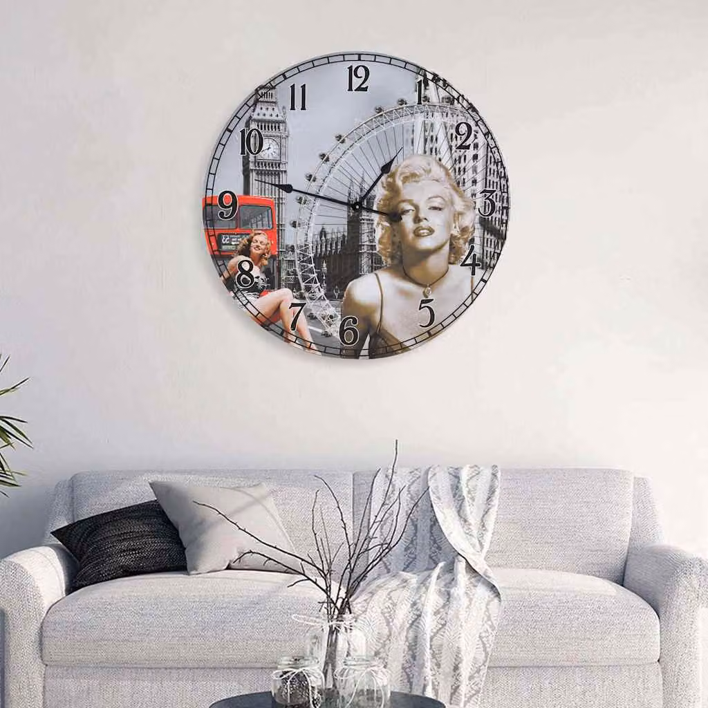 Orologio da Parete Analogico Vintage vidaXL Multicolore in Legno, Diametro: 60 cm