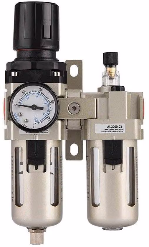Purificatore d'aria in alluminio - Attacco da 3/8 di pollice - Leggero e resistente - Filtra umidità e particelle - Regolatore di flusso d'aria