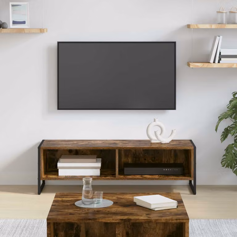 Mobile TV vidaXL in stile industriale, colore marrone Rovere Fumo, L 100 x P 36 x H 30,5 cm