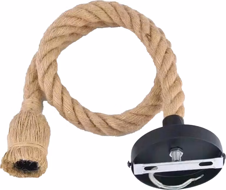 Lampada a sospensione, corda di canapa, stile industriale retrò, lampada a pendolo, da soffitto, juta, ideale per negozi di abbigliamento, caffè, bar, ristoranti, con un'unica lampada, lunghezza del cavo: 1 metro