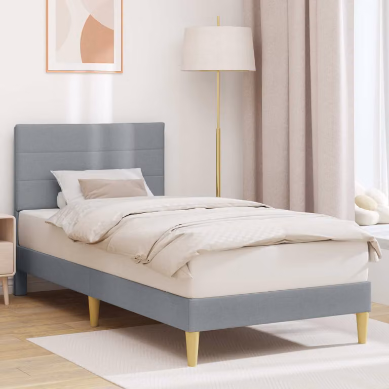 Struttura del letto imbottita moderna vidaXL in tessuto grigio, L 80 x P 200 cm