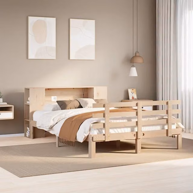 Letto Libreria senza Materasso 135x190 cm in Legno di Pino 3322704