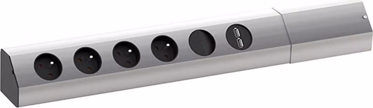 Bachmann 2,00m Presa multipla con interruttore Argento 4 923.012 - Presa multipla Unità di distribuzione di energia (PDU) 4 prese CA