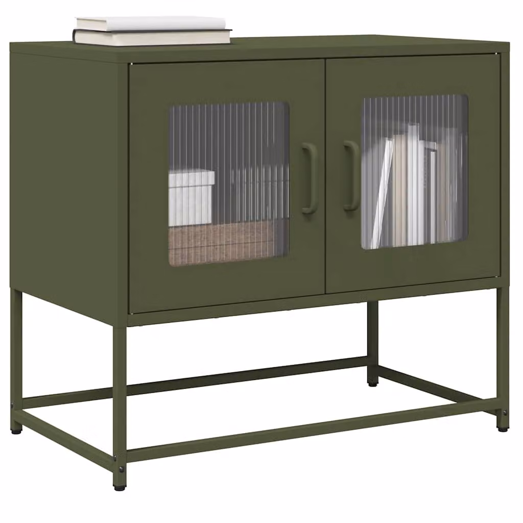 Carrello TV mobile vidaXL in metallo verde oliva L 68 cm, P 39 cm, H 60,5 cm