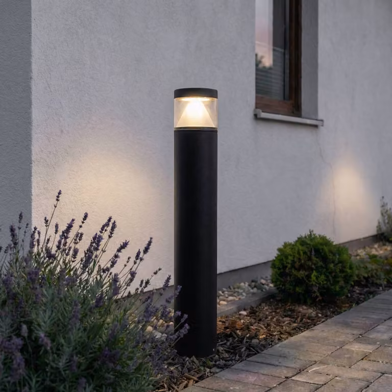 Lampioncino da giardino Darja Lucande, Alluminio / Grigio / Zincato, Alluminio, Moderno, Lampada LED da esterni