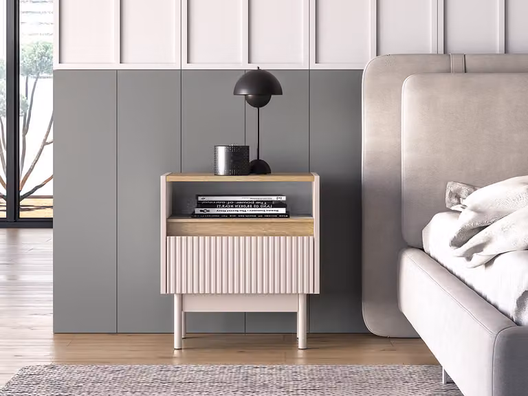 Comodino THEA - cashmere / rovere