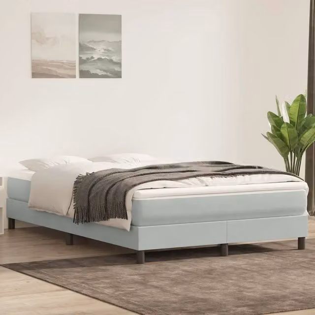 Giroletto a Molle con Materasso Grigio Chiaro 160x210cm Velluto 3315927