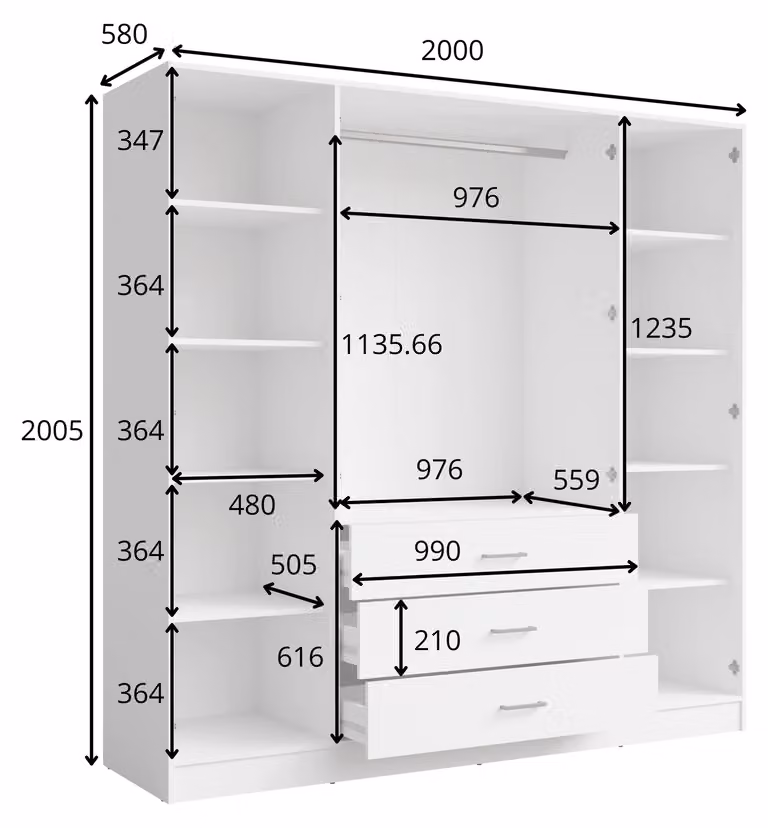 raumhirsch ARMADIO "Wüstensand", dimensioni 200/200,5/58