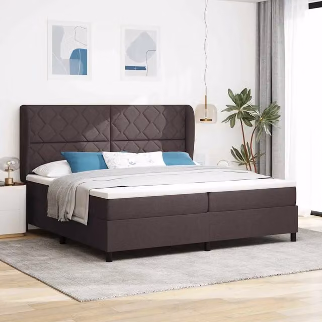 Letto a molle moderno vidaXL con testiera in tessuto marrone, L/P: 200 x 200 cm – 1