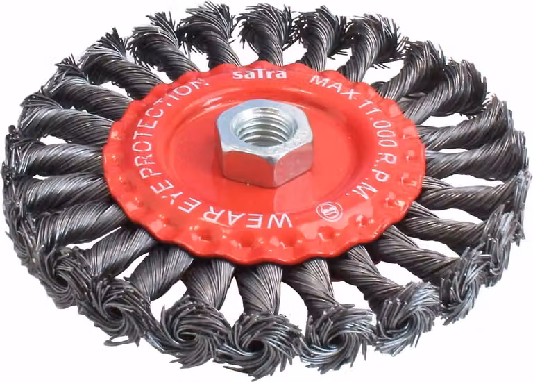 Spazzola metallica circolare dura, abrasiva trecciata, in acciaio, per la rimozione della ruggine dal metallo, scorie di saldatura, superfici metalliche 125 mm