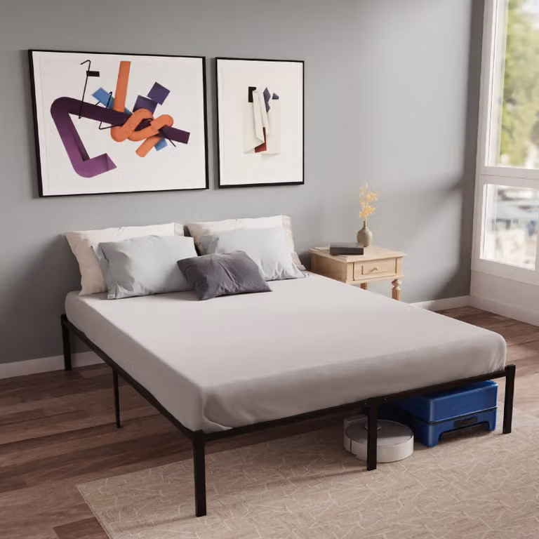 Letto in metallo, dimensioni 160x200 cm, con rete a doghe in legno, altezza 41 cm
