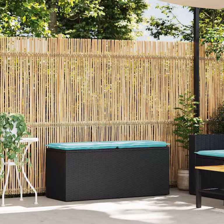 vidaXL Panca da Giardino con Cuscino Nera 110x40x44 cm in Polyrattan