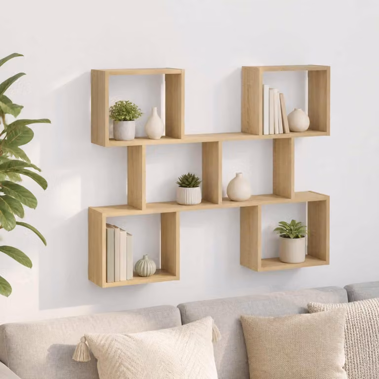 Scaffale da parete moderno vidaXL in legno color marrone, L: 103 cm, P: 17 cm, H: 80 cm