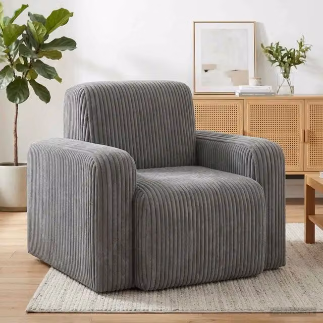 Poltrona-Divano Sedia-Poltroncina Grigio Chiaro corduroy