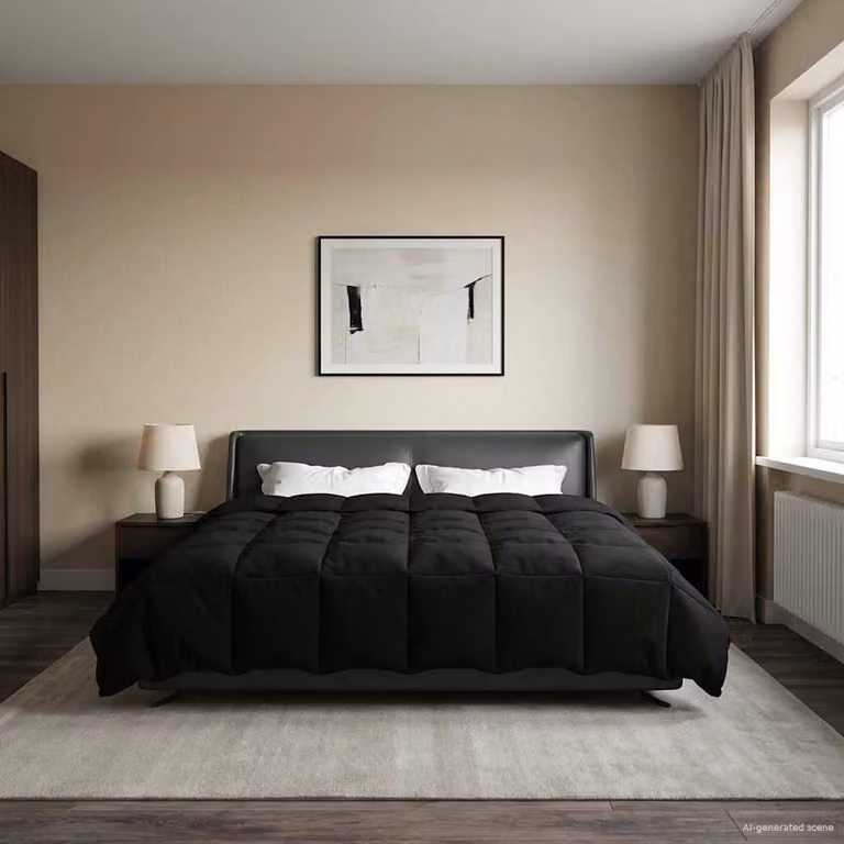 Piumone Completo Annuale 4 Stagioni vidaXL in Microfibra Traspirante e Reversibile, Nero, 200 x 200 cm