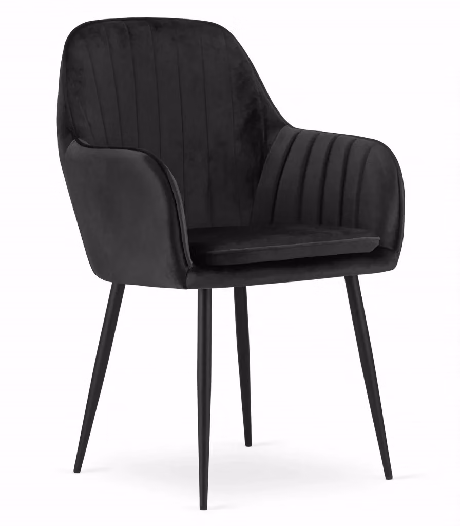 Set di 2 sedie Valora LUGO moderne con rivestimento in velluto nero e gambe in metallo opaco – 2
