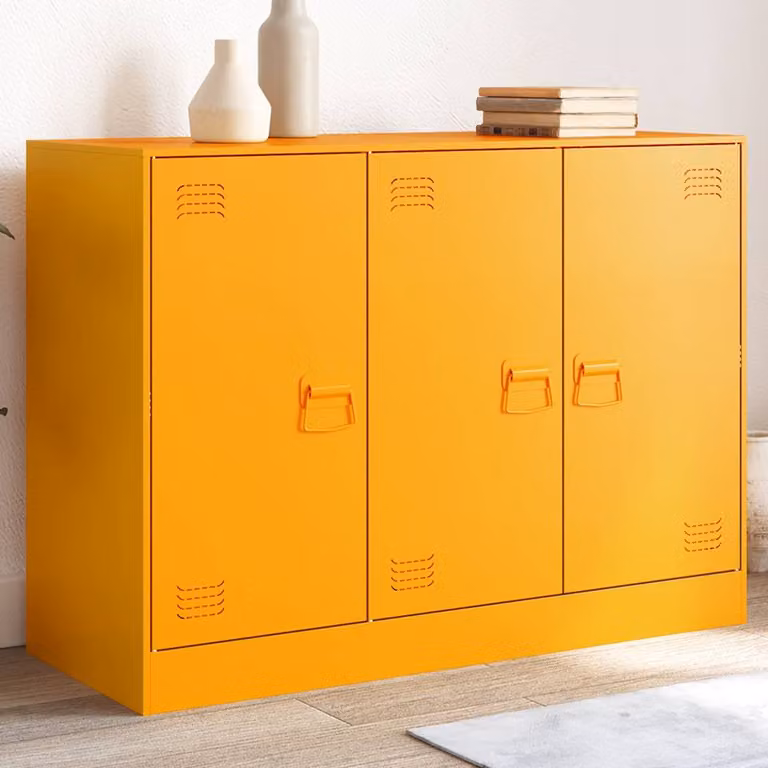Credenza in metallo vidaXL Giallo Senape L: 99 cm, P: 39 cm, H: 73 cm