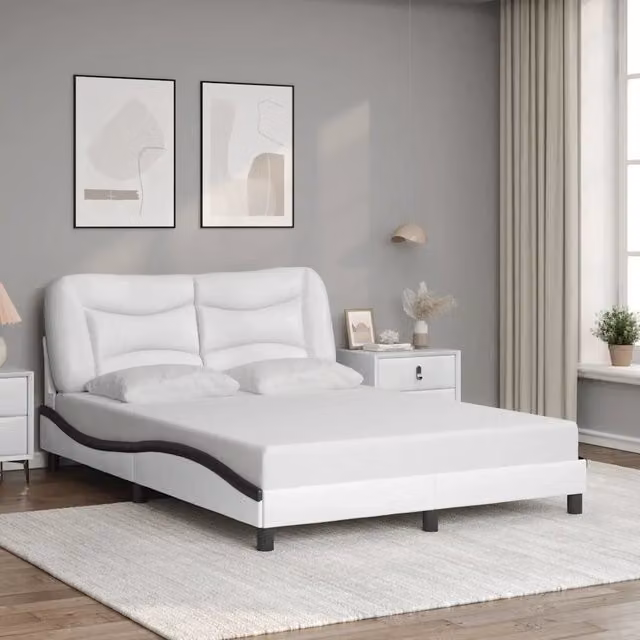 vidaXL Giroletto senza Materasso Hvar Nero e Bianco in Similpelle L/P/H: 140 x 200 cm – 1