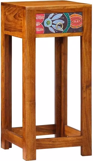 Tavolino | Tavolo laterale Floreale con cassetto Marrone 35 x 35 x 75 cm