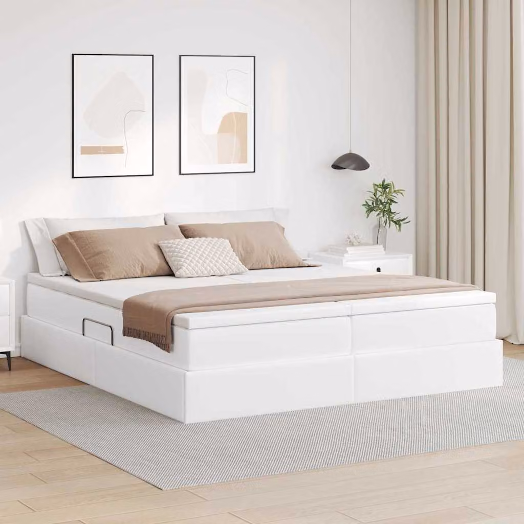 Letto con contenitore e materasso ibrido vidaXL Bianco L/P/H: 200 x 200 x 280 cm