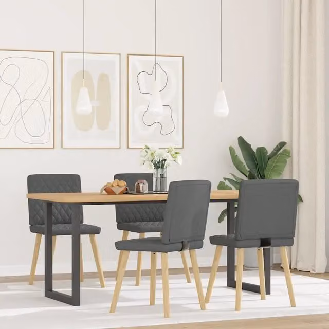 Set di 4 sedie da pranzo vidaXL in tessuto grigio con struttura in legno e metallo per soggiorno e cucina