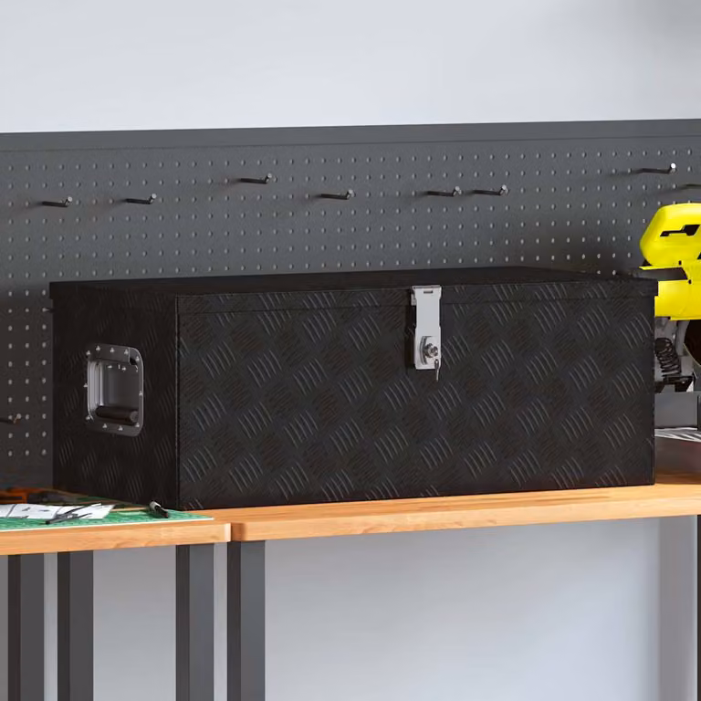 Contenitore portaoggetti vidaXL in metallo nero con maniglie L: 80 cm, P: 39 cm, H: 30 cm