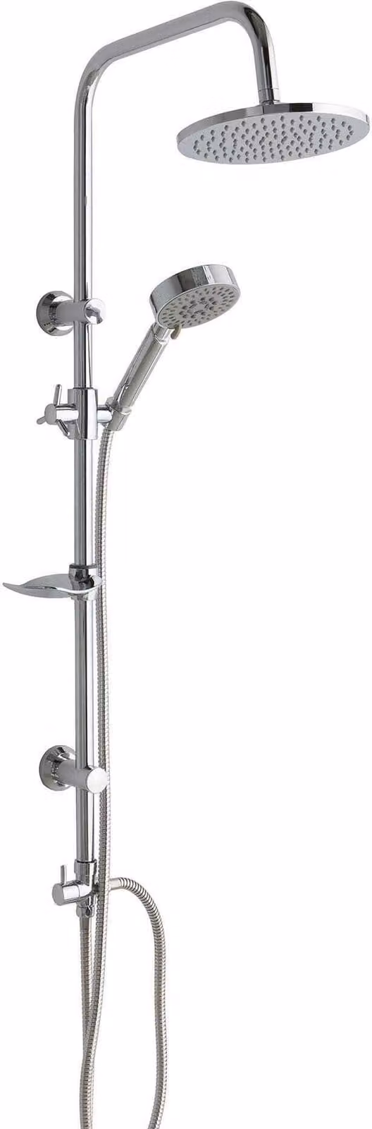 Colonna doccia con soffione rotondo e saliscendi per doccetta in abs
