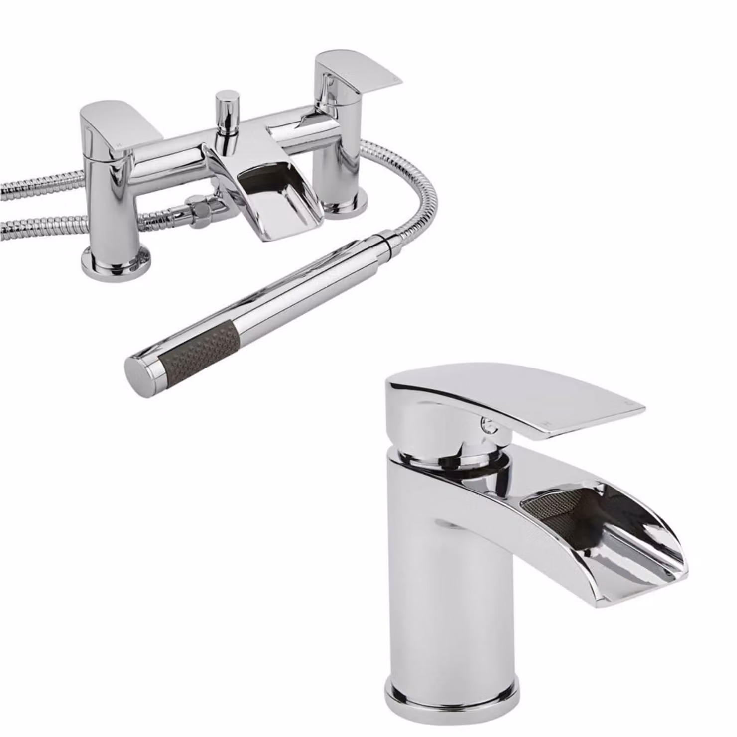 Set Rubinetti Cascata Lavabo + Rubinetto Vasca Kit Doccia