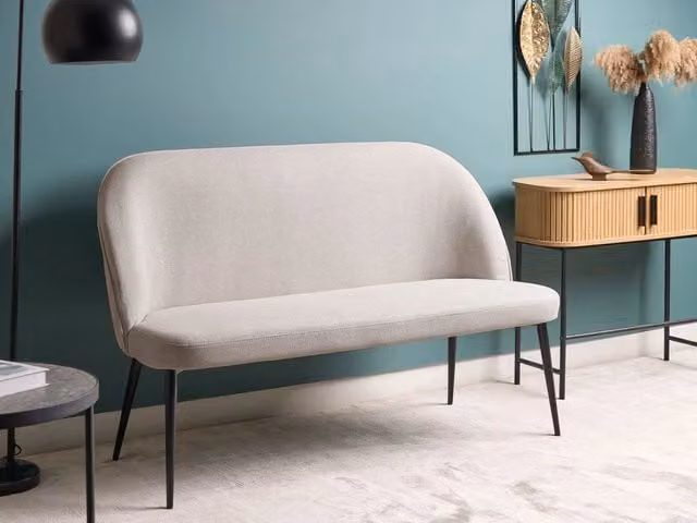 Panca Divano da cucina Beliani a 2 posti con rivestimento in tessuto grigio e struttura in metallo e legno – 1