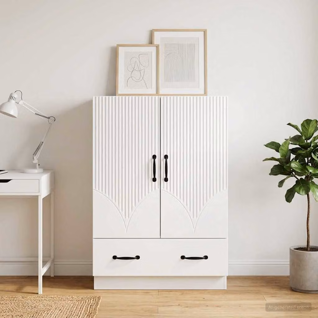 Credenza moderna vidaXL in MDF bianco lucido L: 66 cm, P: 34,5 cm, H: 92 cm