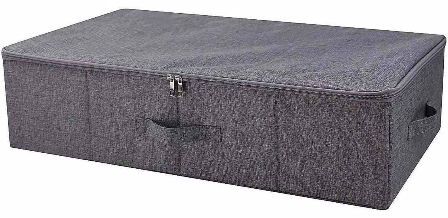 Contenitore pieghevole per sottoletto, dimensioni 70x40x18 cm, colore nero e grigio