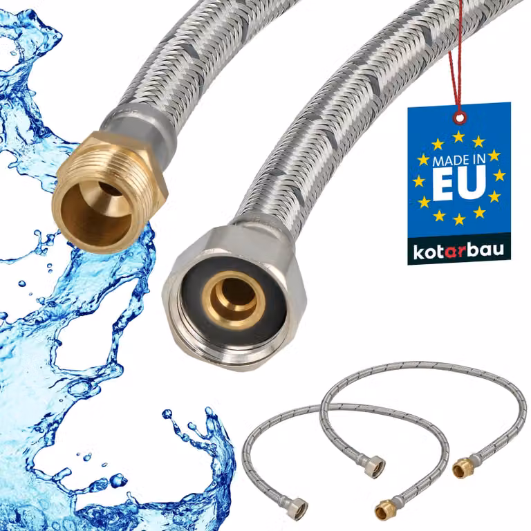 KOTARBAU® 2 Pezzi Tubo Flessibile per Rubinetto 1/2" x 3/8" Rinforzato 80cm Tubo Flessibile Rubinetto Cucina Maschio x Femmina Acciaio Inox