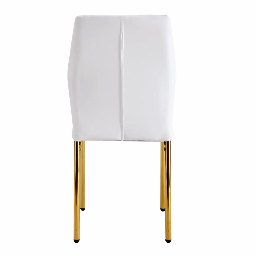 Set di 4 sedie da pranzo Zephmum in stile moderno con schienale in ecopelle bianca a righe e gambe in metallo dorato – 2