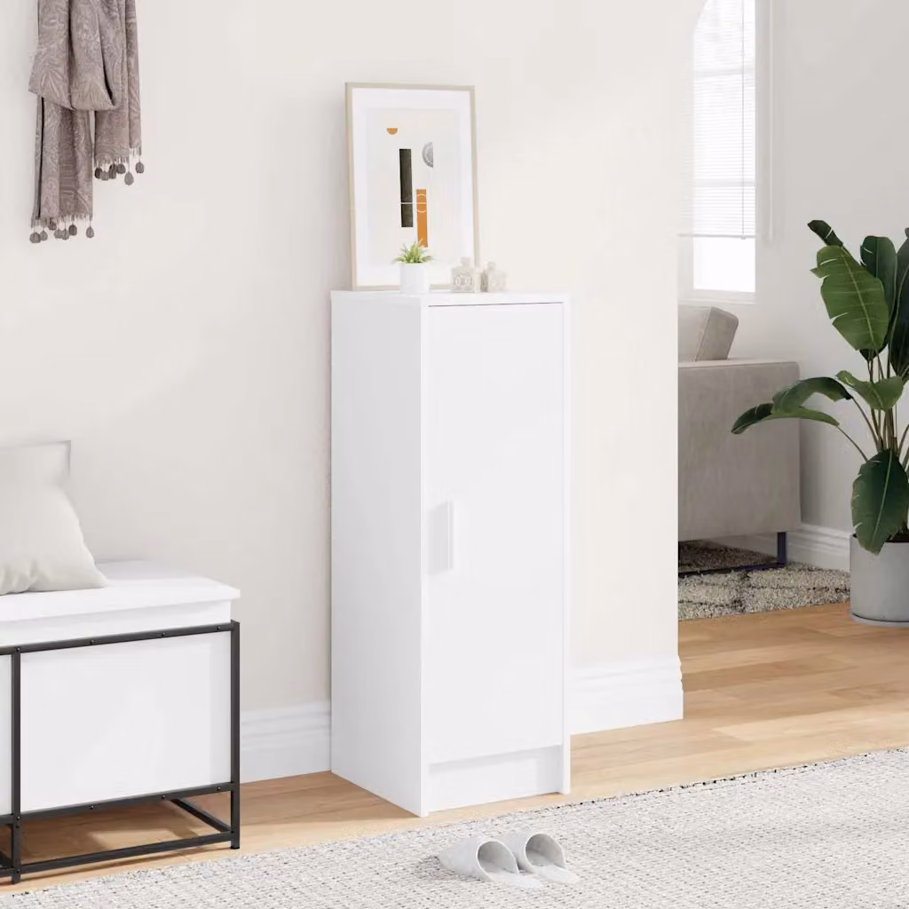 Armadio porta scarpe moderno vidaXL in MDF bianco e argento L/P/H: 32 x 35 x 92 cm
