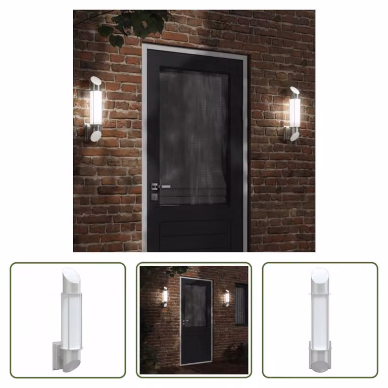 The Living Store Applique da esterno in acciaio inox argento