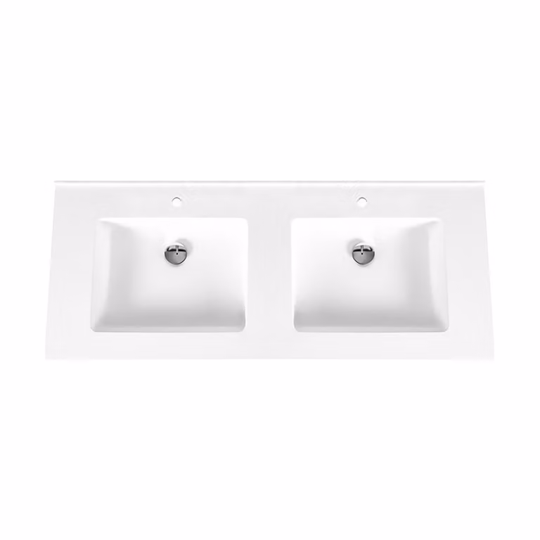 Lavabo doppio in resina minerale Veroni, mobile lavabo da 120 cm