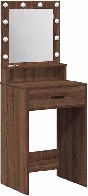 Toeletta moderna con cassetto in legno Rovere Marrone L: 50 cm, P: 41 cm, H: 135 cm