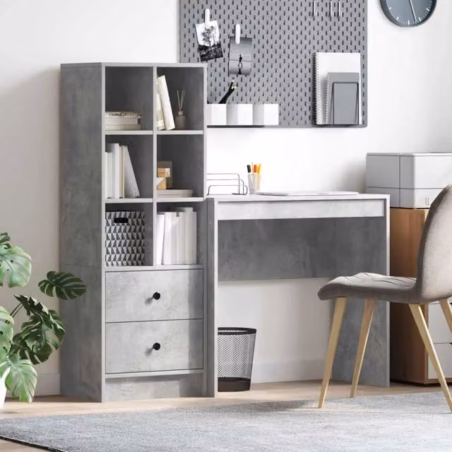 Scrivania Grigio cemento 125,5 x 40 x 127 cm 2 pz 3337316