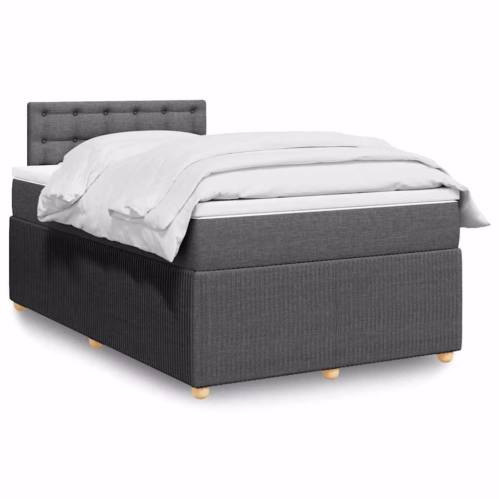 vidaXL Giroletto a Molle Ibrido con Materasso in Tessuto Grigio e Bianco L/P/H: 200 x 120 x 25 cm – 1