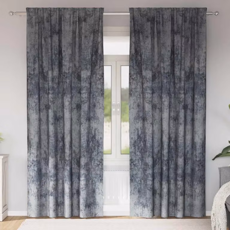 Set di 2 tende oscuranti in velluto vidaXL, colore grigio argento, termoisolanti, con passante per bastone, H: 260 cm x L: 140 cm