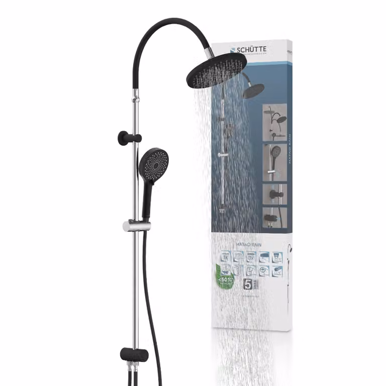 Set doccia a soffione MATAO RAIN, cromato/nero opaco